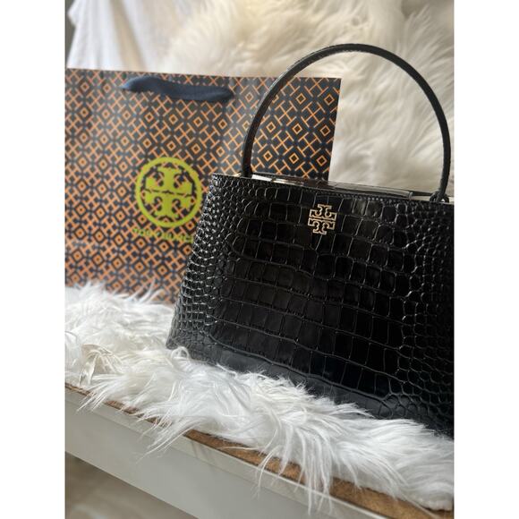 NEW $850 Tory Burch Crocodile Croc Britten Top Handle Satchel - Picture 3 of 10